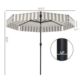 8.6FT Patio Umbrella, UPF 30 Outdoor Market Umbrella, 2-Tier Vented Patio Table Umbrella With Crank 8 Ribs, Tiltable Porch Umbrella For Garden Deck Po