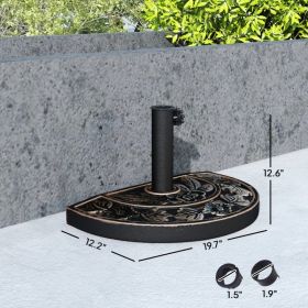 20lbs Half Round Patio Umbrella Base Outdoor Decorative Resin Parasol Stand Holder ForPole, For Lawn, Deck, Backyard, Garden, Bronze