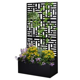 [Same Code: 96402386, 14765806]Metal Garden Bed With Trellis, 70 Inch Height Metal Planter Box With Trellis, Garden Box For Climbing Plants Vegetable,