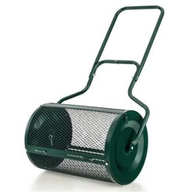 24-Inch Metal Mesh Compost Spreader With 2.7 Cu.ft Large Capacity, Heavy-Duty Rustproof Lawn Spreader For Peat Moss/Topsoil/Sand-Green