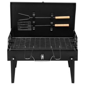 44x27x7cm Portable Square Charcoal Grill Black
