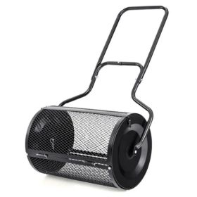 24-Inch Metal Mesh Compost Spreader With 2.7 Cu.ft Large Capacity, Heavy-Duty Rustproof Lawn Spreader For Peat Moss/Topsoil/Sand