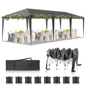 10x30ft Outdoor Pop Up Canopy, Portable Instant Canopy Tent For Outdoor Events Party Wedding Birthday Graduation, Dark Grey