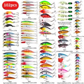 22pcs 58pcs 102pcs Fishing Lure Kits Multi-functional Set Topwater Floating Swimming Lures, Equipped With High Pitch Hook Soft Frogs, Used For Bass Fi (Option: 102pcs)